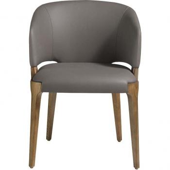Silla de comedor ANGEL CERDÁ 4108C, polipiel visón, estructura de fresno color nogal, dimensiones 57 x 58 x 76 cm