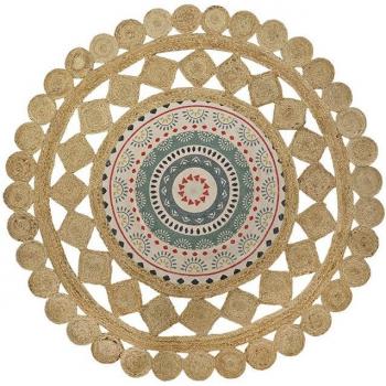 Alfombra Jute Algodón Marrón Multicolor 200x200x0,75 cm