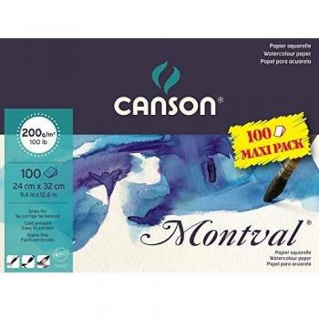 Bloc Encolado, 24x32 cm, 100 Hojas, Canson Montval Big, Grano Fino 200g
