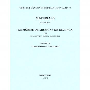 Memòries de missions de recerca. Volum XVII