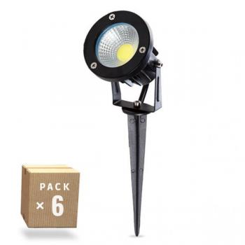 Pack 6 Focos LED Jardines 9W 758Lm 3000ºK Pincho 50.000H [SL-CPDC09-9W-WW-PK6]