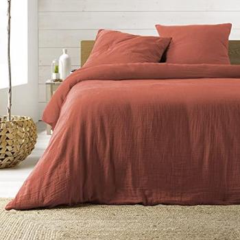 Juego de Cama 3 Piezas en Algodón Angelia - Terracota - 240 x 220 cm