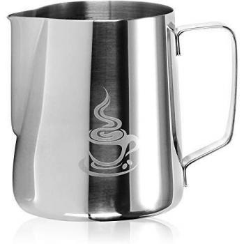 com-four® Jarra de Leche - Jarrita para Leche - Bidón de Acero Inoxidable - Jarra para Espuma de Leche 600 ml - Jarro con Pico y Escala de Medición