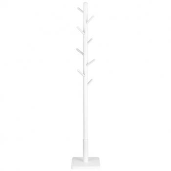 Perchero de Madera Maciza Blanco Nube, Perchero de Pie con 8 Ganchos para Abrigo, Sombrero y Bolso, Ideal para Entrada y Pasillo