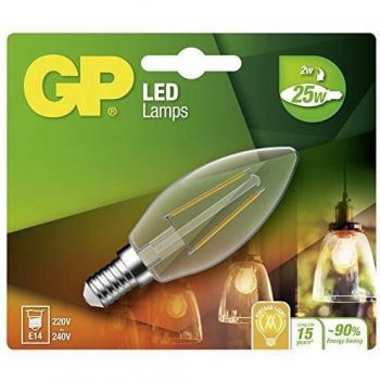 GP Luz led E14, 2 W, Blanco cálido, 14 x 12 x 3,5 cm
