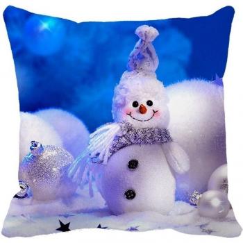 warrantyll para Navidad muñeco de nieve algodón cojín cuadrado manta decorativa fundas de almohada, algodón, #Color 1, 20*20