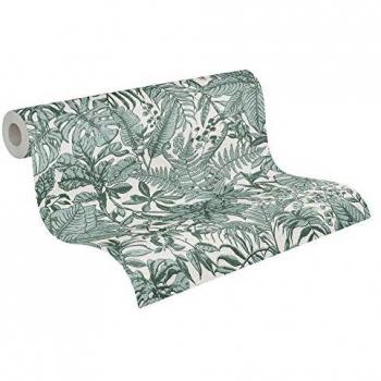 Papel Pintado Vliestapete Daniel Hechter Djungel - Diseño Botánico Tropical, 0.53 x 10.05 m, Verde y Gris