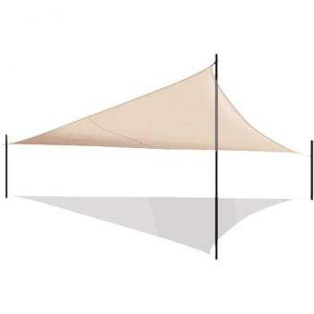 Toldo de Vela Triangular Beige 3x3x3 m, Tela Repelente al Agua con Cuerdas y Anillas Incluidas, Ideal para Terraza y Jardín