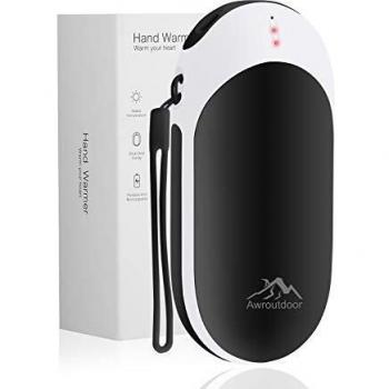Awroutdoor Calentador de Mano Recargable,9000mAh Calentadores de Manos Bolsillo USB,Banco de Energía Power Bank Calentador de Mano eléctrico de Reutilizable para Esquiar, Acampar, Caminar