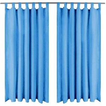 vidaXL Cortinas Micro-Raso Bucles 2 Piezas 140x175cm Turquesa Decoración Hogar