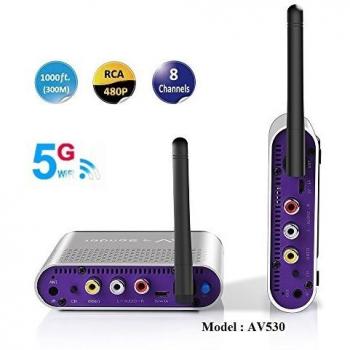 measy Wireless AV Sender transmisor y Receptor RCA de Audio y Video de 8 Canales para transmitir Audio y Video Desde satélite, DVD, Reproductores, etc. a TV