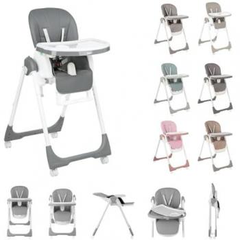 Trona multiposición Kikka Boo SPICY, plegable, mesa extraíble, ajustable, con 4 ruedas, color gris