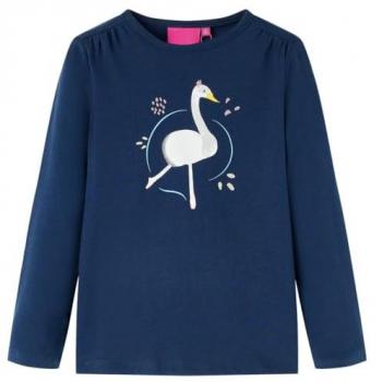 Camiseta Infantil de Manga Larga Estampado de Cisne Jersey Azul Marino 116