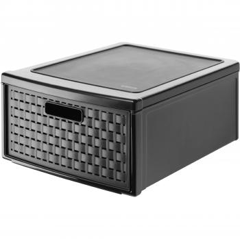 Rotho 1149080080 Country - Grande Cajón con Efecto Mimbre, color negro