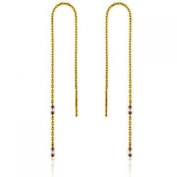 Ania Haie Sterling Silver Shiny Gold Plated Glow Threader Earrings E018-02G