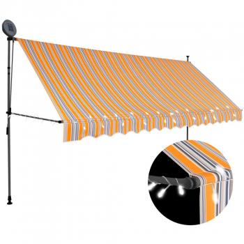 vidaXL Manual Retractable Awning with LED 400 cm Yellow and Blue