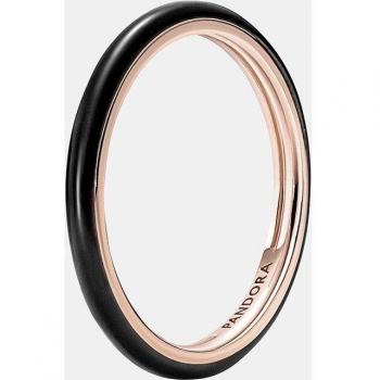 Anillo Pandora Me de oro rosa con esmalte negro