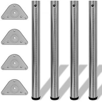 vidaXL 4x Patas de Mesa Regulables en Altura 710 mm Tubo Hierro Níquel Pulido