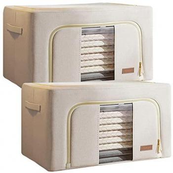 Set de 2 cajas de almacenamiento de ropa plegables de 132 L (66x2) en material textil
