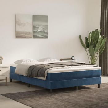 Cama box spring suave con colchón de terciopelo azul oscuro 140x190 cm