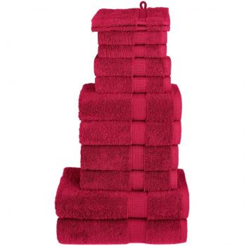 Juego de toallas 12 piezas 100% algodón 600 gsm rojo vidaXL