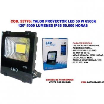 Proyector LED Talox 50W 6500K 120° 5000 Lúmenes IP66 50.000 horas