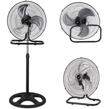 Ventilador de pie oscilante 3 en 1 recio negro 50 d 3 vel. 70w 3 aspas aluminio en plata
