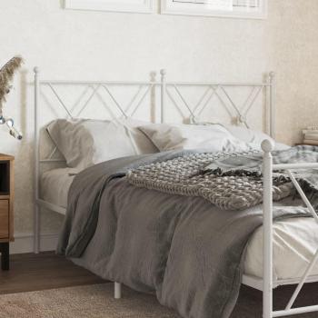 Cabecero de metal blanco de 140 cm Vidaxl con diseño moderno, estructura resistente, acabado en pintura blanca, dimensiones de 140 cm de ancho, ideal para camas individuales o matrimoniales pequeñas