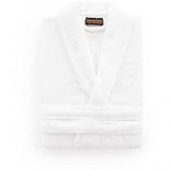Albornoz Unisex 100% Algodón Peinado 650 Gramos Blanco Suave y Cómodo Talla XS/S