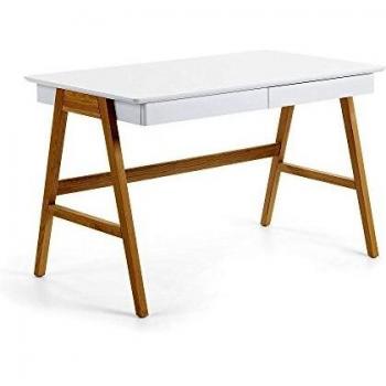 Escritorio Dyana DM lacado blanco y patas de roble 120 x 60 cm