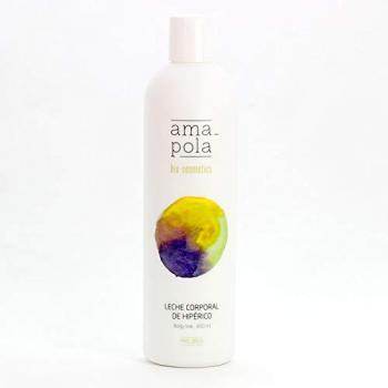 Leche Corporal de Hipérico 400ml Amapola Biocosmetics - Hidratante, nutritiva, formulada con extracto de hipérico, ideal para piel seca, envase de 400 ml