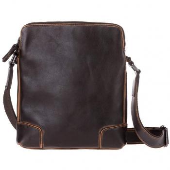 Bolso bandolera de piel Messenger de hombro dividido en 3 compartimentos DUDU Marron