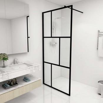 Mampara de ducha accesible de vidrio templado negro 90x195 cm