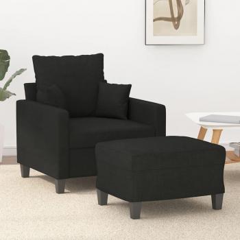 Sillón con reposapiés negro 60 cm en tela Vidaxl