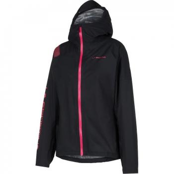 La Sportiva - Chaqueta de mujer Pocketshell Jkt W La Sportiva, chaqueta ligera, impermeable, transpirable, con capucha ajustable, bolsillos con cremallera y diseño compacto para fácil transporte