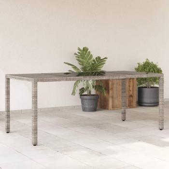 Mesa de jardín de suelo de vidrio gris 190x90x75cm Polyrattan