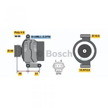 Alternador trifásico BOSCH 0 986 049 141 - Tipo: Alternador, Marca: BOSCH, Modelo: 0 986 049 141