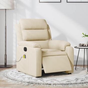 Silla de reclinación eléctrica de masaje en tela color crema Vidaxl