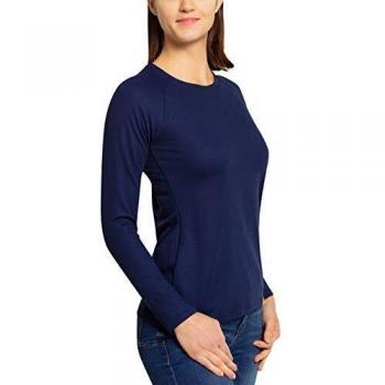 iQ-UV Camiseta de Manga Larga para Mujer, protección Solar, Color Azul Marino, Talla S