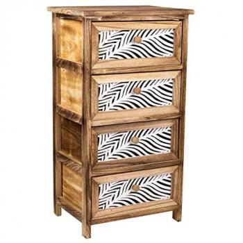 Cajonera de Madera Marrón de 4 Cajones - Almacenamiento Compacto 40x29x73 cm