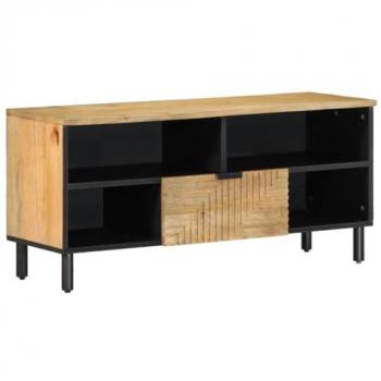 Mueble de TV de Madera Maciza de Mango Marrón 100x33x46 cm, Soporte para Televisor, Aparador y Banco de TV