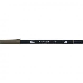 Rotulador Tombow Dual Brush ABT con Doble Punta (Pincel y Fina) Acuarelable, Color Warm Grey 8 (N49)