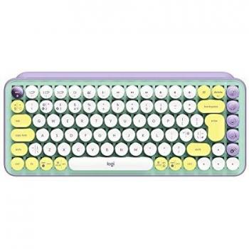 Logitech POP Keys Teclado Mecánico Inalámbrico con Emojis, QWERTY Español, Color Daydream Mint/Morado
