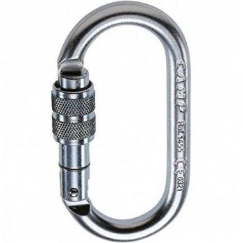 Mosquetón Oval Pro Lock de Acero Resistente y Seguro para Escalada y Protección contra Caídas