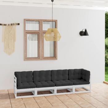 4-Seater Garden Sofa with Cushions Solid Pine Wood
