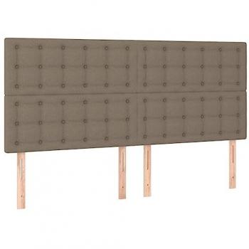 Cabecero con luces LED tela gris taupe 200x5x118/128 cm