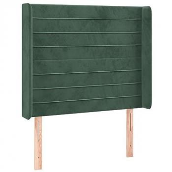 Cabecero con LED de terciopelo verde oscuro 93x16x118/128 cm