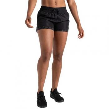 Dare2b Women's 2-in-1 Water Repellent Sprint Up Shorts - Black Dash Animal Print