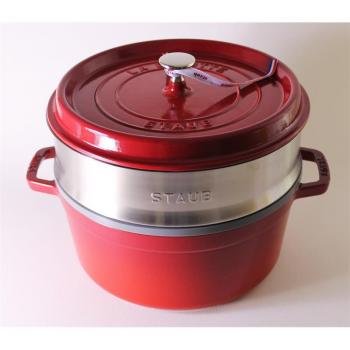 Cocotte redonda de hierro colado con vaporera Staub