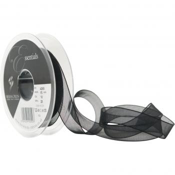 Cinta de tela supertransparente Berisfords de 15 mm, color negro